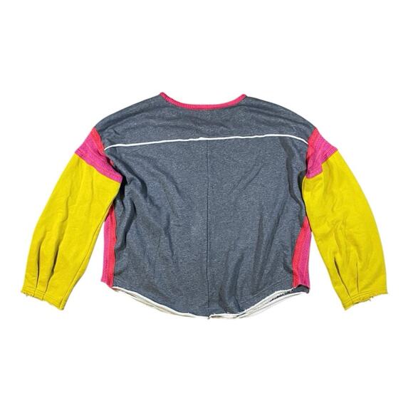 NATURAL LIFE Gray, Pink, and Yellow Crew Neck Sweater - Picture 5 of 5